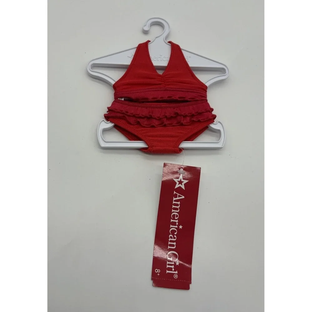 American Girl Red Ruffled Swimsuit 2009- Doll Bathing Suit Bikini